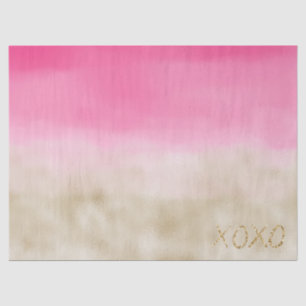 Pink Watercolor Glam Gold Tie Dye XOXO Glitter Tissue Paper