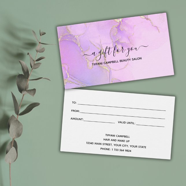 Pink Watercolor Glitter Gift Certificate (Creator Uploaded)