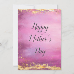Pink Watercolor & Gold Foil Trim Mother's Day Card