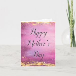 Pink Watercolor & Gold Foil Trim Mother's Day Card