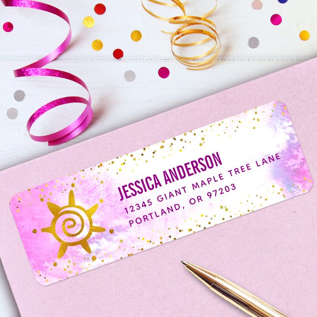 Pink Watercolor Gold Girly Glam Birthday Address (Creator Uploaded)