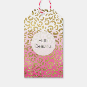Pink Watercolor Gold Leopard Gift Tags