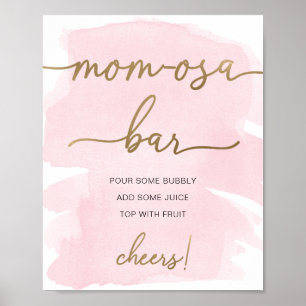 Pink Watercolor Gold Mom-osa Bar Sign