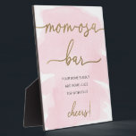Pink Watercolor Gold Mum-osa Bar Sign Plaque<br><div class="desc">The mimosa bar sign features a timeless watercolor design and a faux gold foil heading. The script text heading is an image that cannot be edited. The heading image can be resized to fit any poster size. All of the other text is fully editable. For more advanced customisation of this...</div>