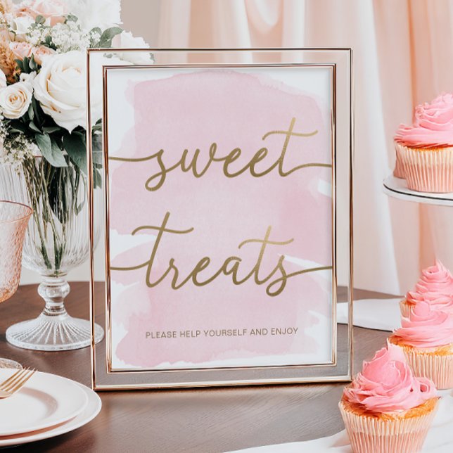 Pink Watercolor Gold Sweet Treats Sign (Creator Uploaded)