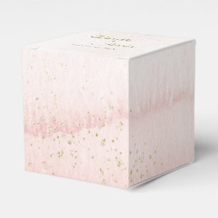 Pink Watercolor Gold Type Wedding Square Favour Bo Box