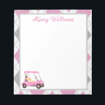 Pink Watercolor Golf Cart Name  Notepad<br><div class="desc">A charming unique golf cart -- pink watercolor -- tastefully done -- ready to run the course -- the notepad. This is a great gift for all golf lovers -- fun / attractive / unique. Personalise it with your/her name. If you have any design questions or a special request, please...</div>