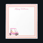 Pink Watercolor Golf Cart Name  Notepad<br><div class="desc">A charming unique golf cart -- pink watercolor -- tastefully done -- ready to run the course -- the notepad. This is a great gift for all golf lovers -- fun / attractive / unique. Personalise it with your/her name. If you have any design questions or a special request, please...</div>
