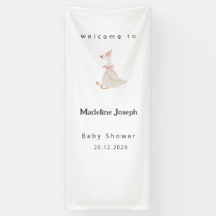 Pink Watercolor Goose Girl Baby Shower Banner