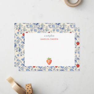 Pink watercolor Grandmillennial Strawberry Pastel Card