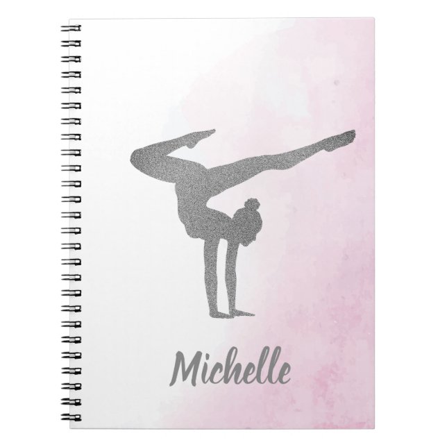 Pink Watercolor Gymnastics  Notebook (Front)