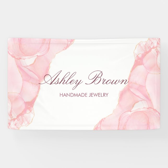 Pink Watercolor Handmade Jewellery Earring Display Banner (Horizontal)