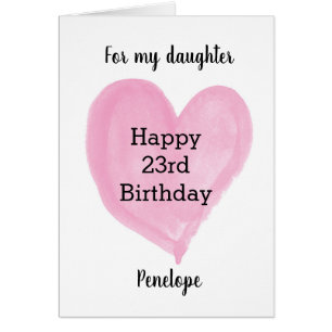 Pink Watercolor Heart 23rd Birthday