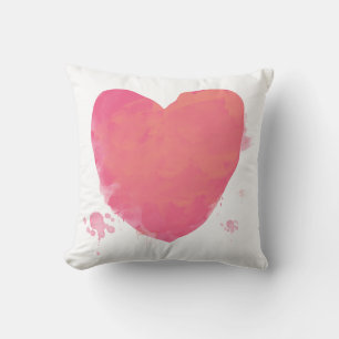 Pink Watercolor Heart Cushion