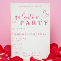 Pink Watercolor Heart Galentine's Invitation