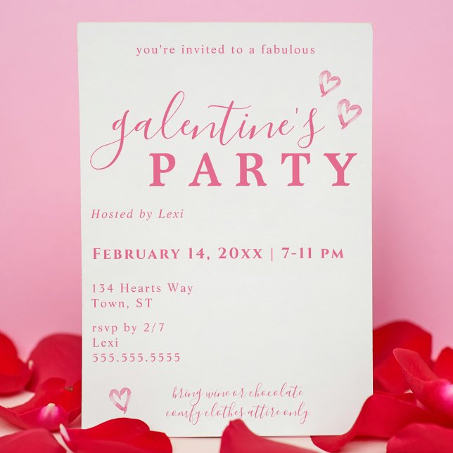 Pink Watercolor Heart Galentine's Invitation (Pink Watercolor Heart Galentine's Invitation
)
