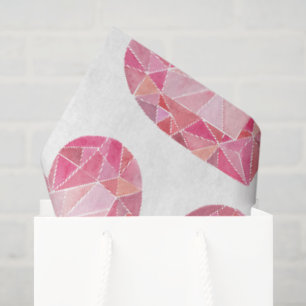 Pink Watercolor Heart Gem Glam Diamond Love Tissue Paper