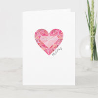 Pink Watercolor Heart Gem Mr&Mrs Congratulations