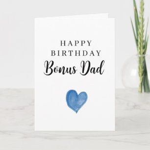 Pink Watercolor Heart Happy Birthday Bonus Dad Card