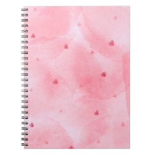 Pink Watercolor Heart Notebook Cute