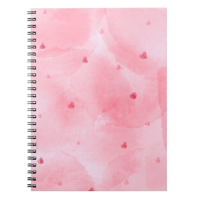 Pink Watercolor Heart Notebook | Cute  (Front)