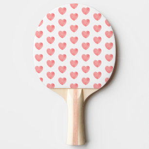 Pink watercolor heart pattern ping pong paddle
