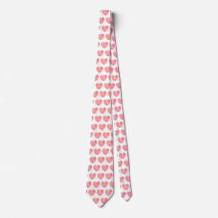 Pink watercolor heart pattern tie