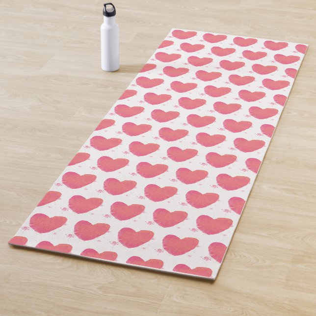 Pink Watercolor Heart Yoga Mat (In Situ)