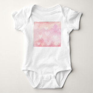Pink Watercolor Hearts Background – Romantic Love Baby Bodysuit