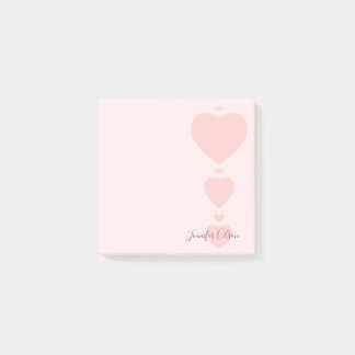 Pink Watercolor Hearts Elegant Chic Trendy Simple Post-it Notes