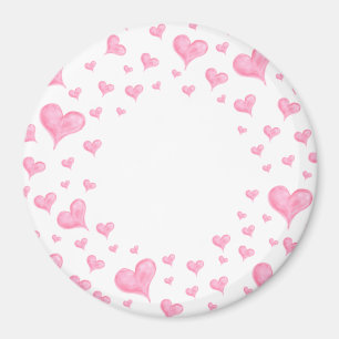Pink Watercolor Hearts Magnet