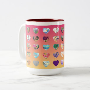 Pink Watercolor Hearts Two-Tone Coffee Mug
