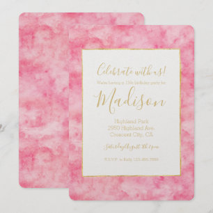 Pink Watercolor Hello Beautiful Birthday Invitation