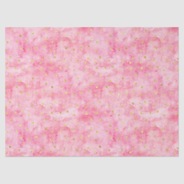 Pink Watercolor Hello Beautiful Gold Confetti Tissue Paper (Front)