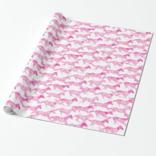 Pink Watercolor Horses Wrapping Paper