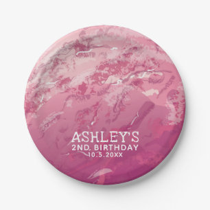Pink Watercolor Ice Cream Personalised Party Paper Plate