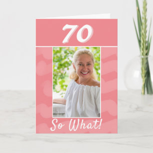 Pink Watercolor Inspirational Photo 70th Birthday Card