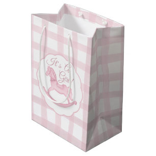 Pink Watercolor It's A Girl New Baby  Medium Gift Bag