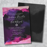 Pink Watercolor Jewish Bat Mitzvah