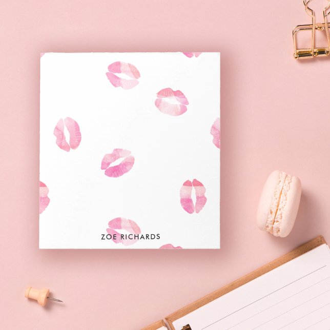 Pink Watercolor Kisses - Name Notepad (Creator Uploaded)