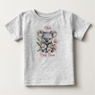 Pink Watercolor Koala Birthday Baby T-Shirt