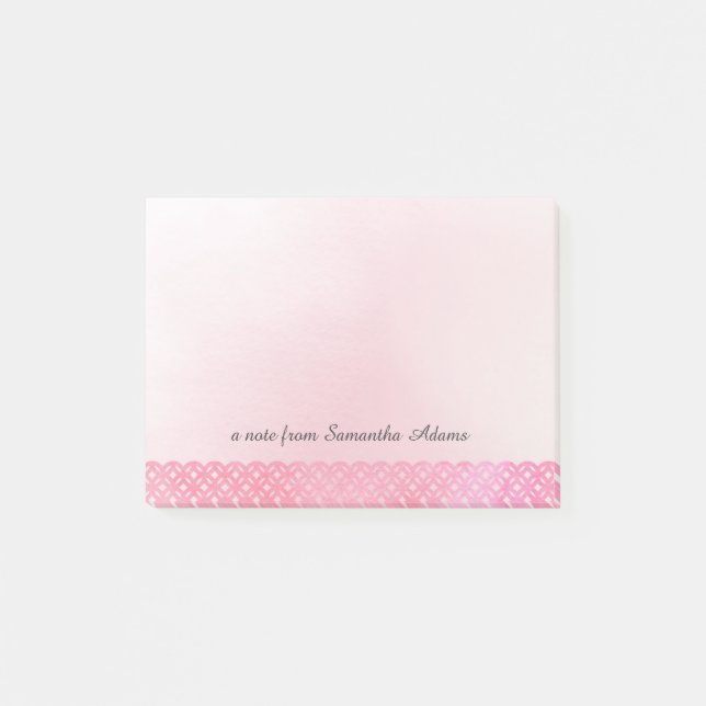 Pink Watercolor Lace Pattern Post-it Notes (Front)
