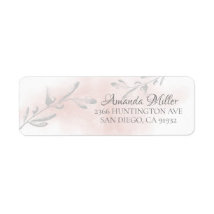 Pink Watercolor Leaf Return address