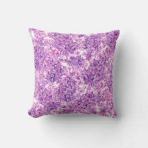 Pink watercolor lilac flowers cushion