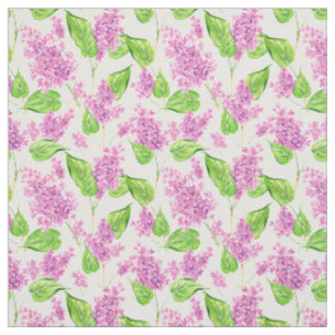 Pink watercolor lilac flowers fabric