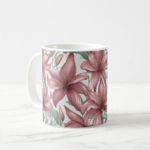 Pink Watercolor Lily Flowers Coffee Mug