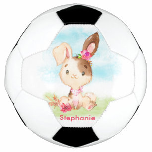 Pink Watercolor Little Bunny Football