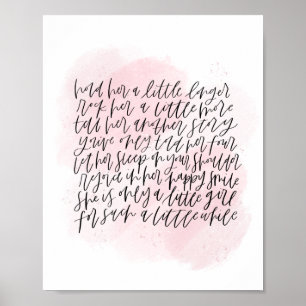 Pink Watercolor Little Girl Nursery Poster