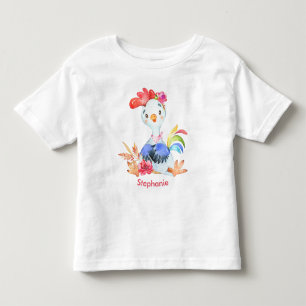 Pink Watercolor Little Rooster Toddler T-Shirt