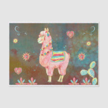 Pink Watercolor Llama Decoupage
